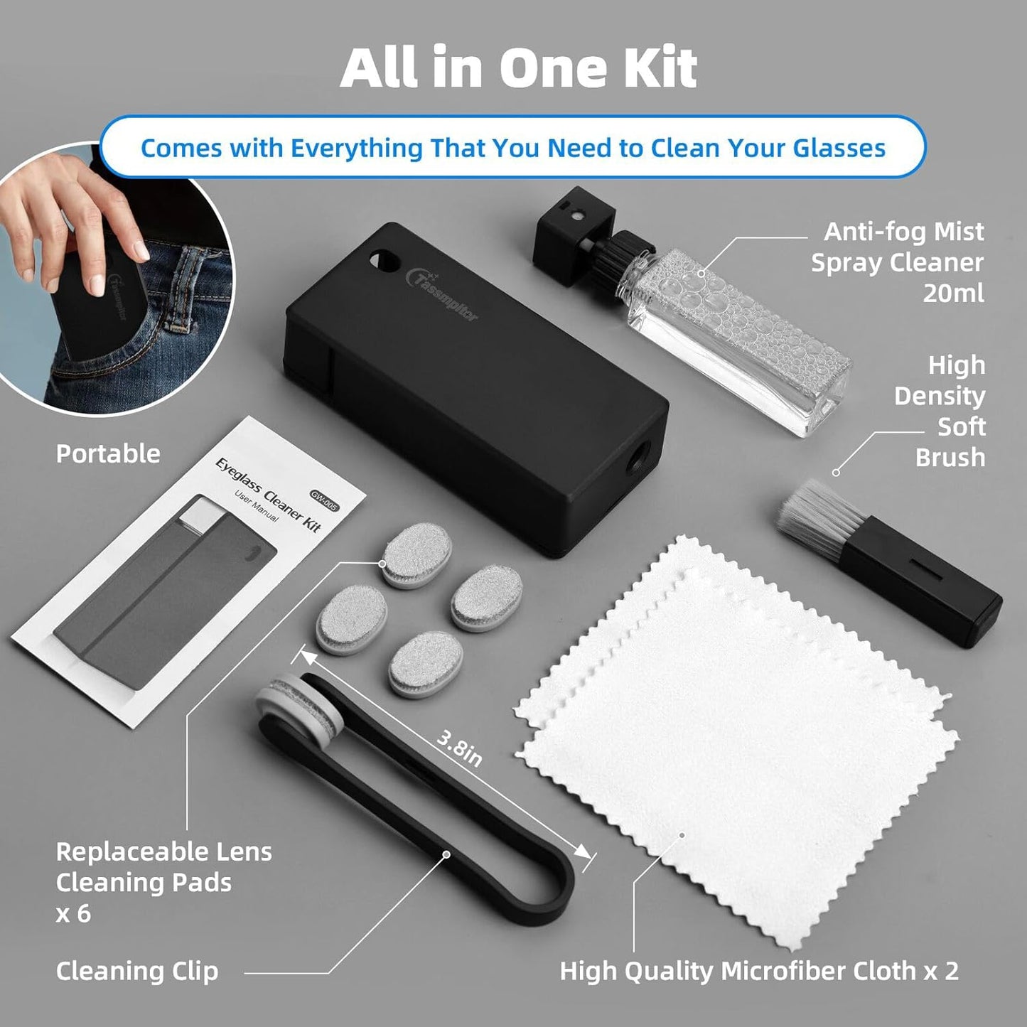 5-in-1 Eyeglass Cleaner Kit for Cleaning Glasses